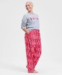 Holiday Lane Women's Deer Fair Isle Fleece Pajama Pants, Macy's Exclusive