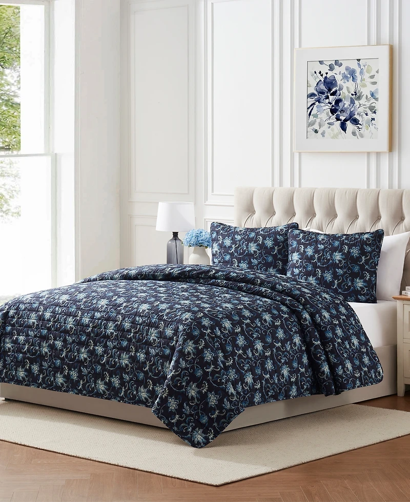 Seventh Studio Vancie Floral Pinsonic Microfiber 2-Pc. Quilt Set, Twin