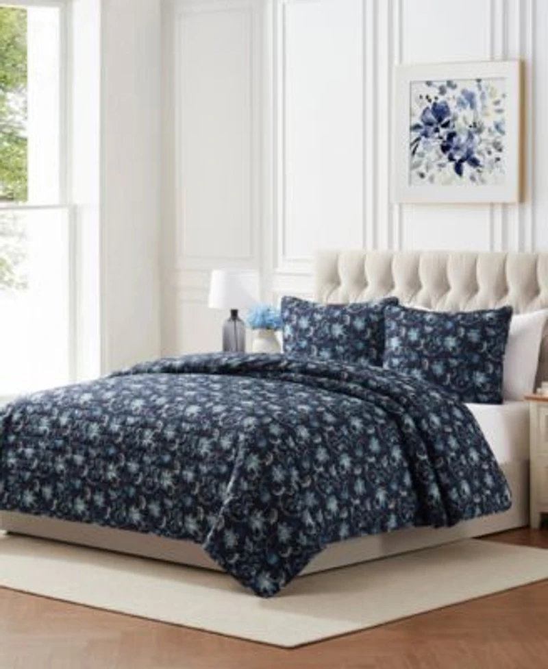 Seventh Studio Vancie Floral Pinsonic Microfiber Quilt Sets