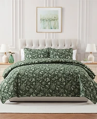 Seventh Studio Merry Botanical-Print Pinsonic Microfiber -Pc. Quilt Set