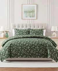 Seventh Studio Merry Botanical Print Pinsonic Microfiber Quilt Sets