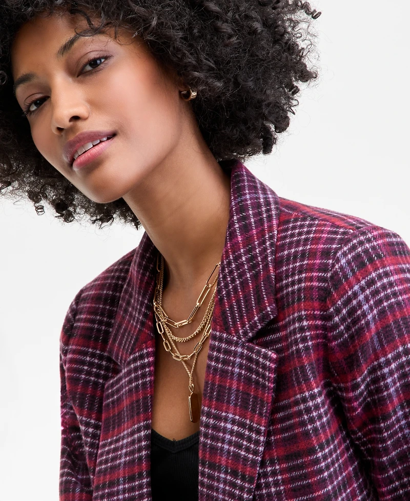 On 34th Women's Plaid Single-Button Blazer, Macy's Exclusive