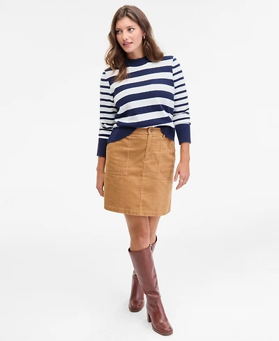 On 34th Women's Striped High-Neck Sweater, Macy's Exclusive