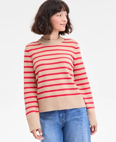 On 34th Women's Striped High-Neck Sweater, Macy's Exclusive