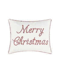 Levtex Peppermint Plaid Merry Embroidered Decorative Pillow, 18" x 14"