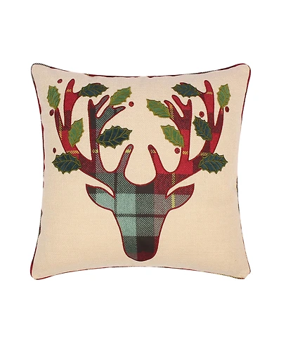 Levtex Yuletide Deer Applique Decorative Pillow, 18" x 18"
