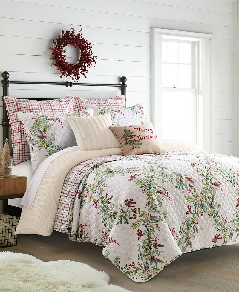 Levtex Tinsel Tidings Embroidered Decorative Pillow, 14" x 18"
