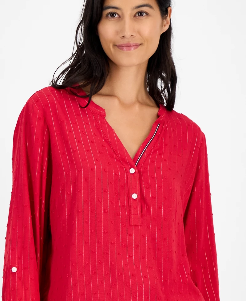 Tommy Hilfiger Women's Sparkle Clip Dot Popover Top
