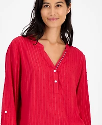 Tommy Hilfiger Women's Sparkle Clip Dot Popover Top