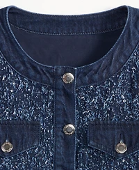 On 34th Women's Denim-Trim Tweed Cropped Jacket, Macy's Exclusive