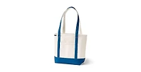 Lands' End Medium 5 Pocket Open Top Long Handle Canvas Tote Bag