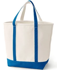 Lands' End Large Natural 5 Pocket Open Top Canvas Tote Bag