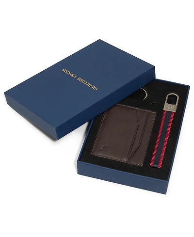 Brooks Brothers Men's Cardholder and Keychain Set