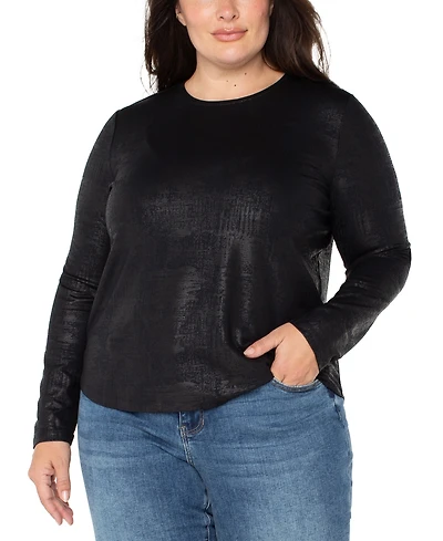 Liverpool Los Angeles Plus Long Sleeve Draped Knit Top