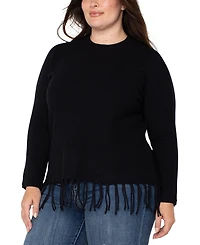 Liverpool Los Angeles Plus Fringe Dolman Long Sleeve Sweater