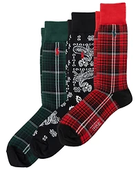 Polo Ralph Lauren Men's 3-Pack Chopped Bandana And Plaid Socks Gift Box