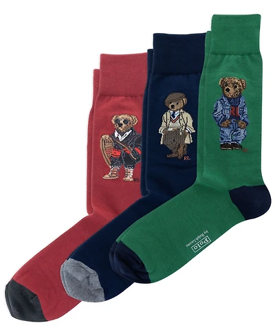Polo Ralph Lauren Men's 3-Pack Assorted Bears Socks Giftbox