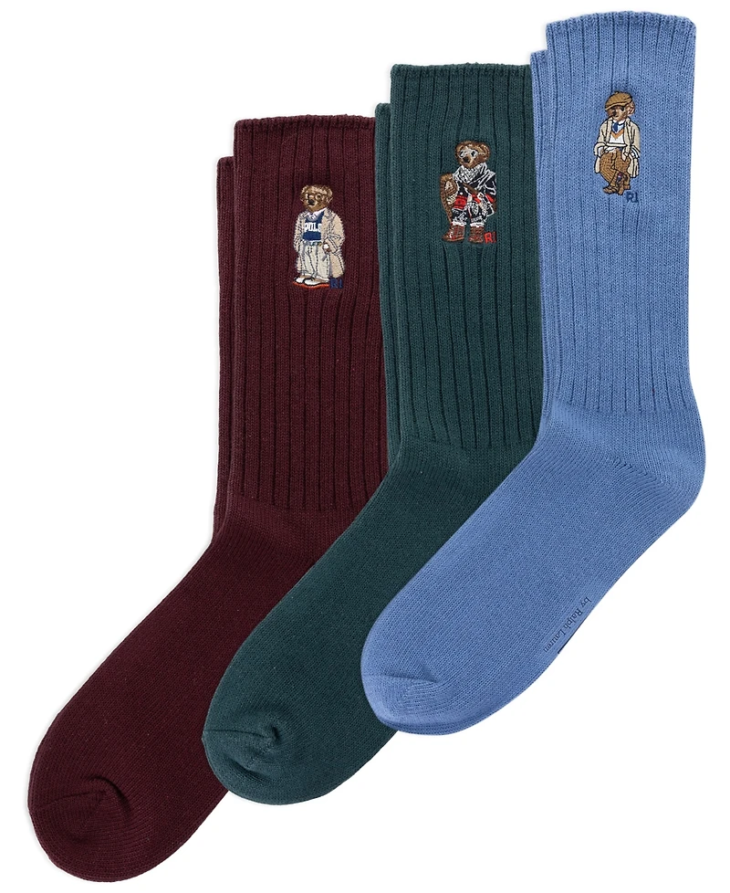 Polo Ralph Lauren Men's 3-Pack Embroidered Bears Socks Gift Box