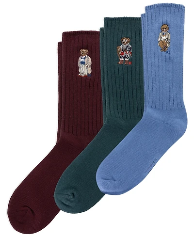 Polo Ralph Lauren Men's 3-Pack Embroidered Bears Socks Gift Box