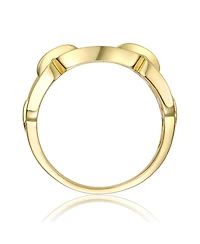14k Gold Plated with Clear Cubic Zirconia Pave Chain Link Ring