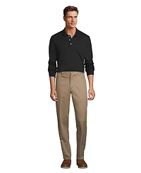 Lands' End Men's School Uniform Long Sleeve Interlock Polo Shirt