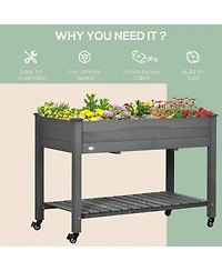 Outsunny 47" x 21" Raised Garden Bed, Elevated Wooden Planter Box,