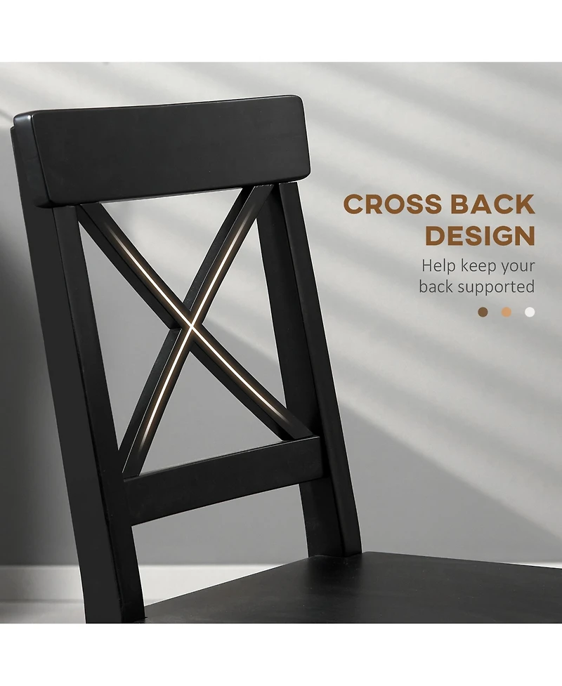 Homcom Wooden Farmhouse Dining Chairs Set of 2 with Cross Back,