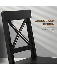 Homcom Wooden Farmhouse Dining Chairs Set of 2 with Cross Back,