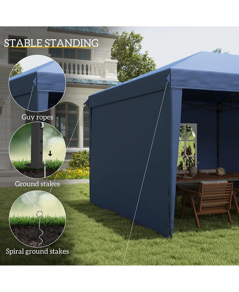 Outsunny 9.7' x 19.2' Pop Up Canopy with 4 Removable Sidewalls,