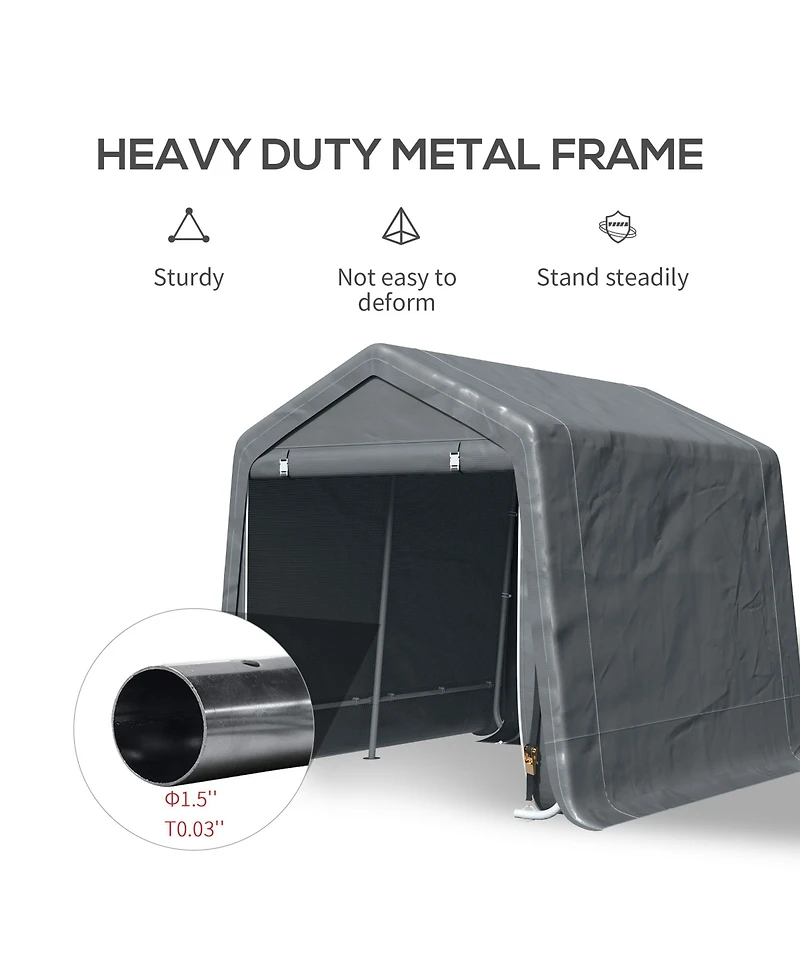 Outsunny 9' x 8' Garden Storage Tent Bike Shed w/ Metal Frame & Zipper Doors