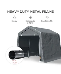 Outsunny 9' x 8' Garden Storage Tent Bike Shed w/ Metal Frame & Zipper Doors