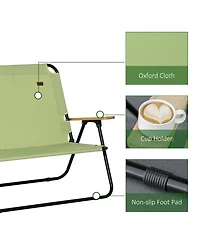 Outsunny 2 Person Camping Couch, Double Folding Chair w/ Cupholders,