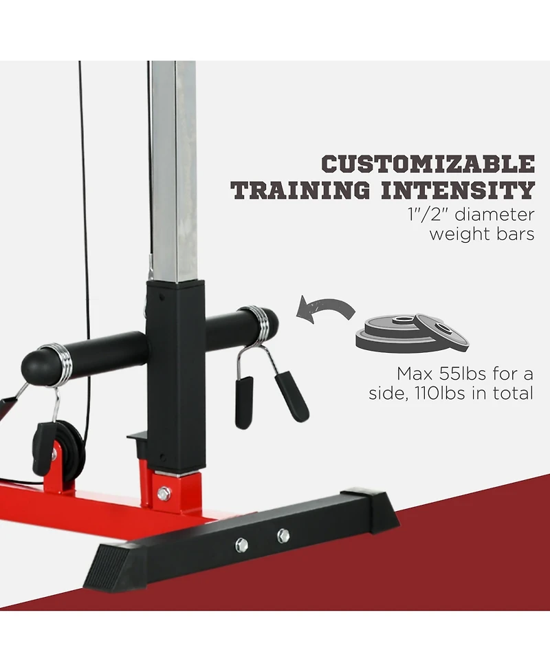 Soozier Cable Machine Lat Pull Down Machines with Flip-Up Footplate