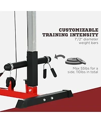Soozier Cable Machine Lat Pull Down Machines with Flip-Up Footplate