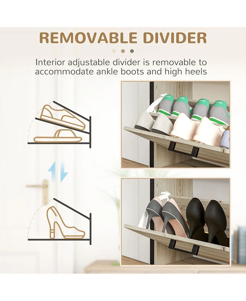 Homcom Shoe Cabinet with 3 Flip Drawer Cabinet,