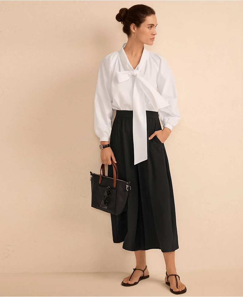 Lands' End Women's Creaseless High Rise Palazzo Crop Pants