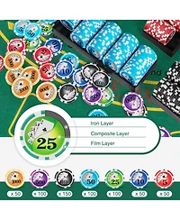 Texas Holdem Poker Chip Set with 600 Pieces Chips 2 Deck of Cards & Dealer Button
