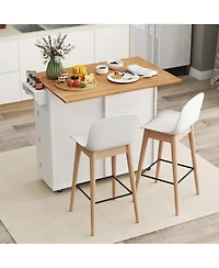 Costway Rolling Kitchen Island Kitchen Island Cart with Drop Leaf Trash Can Cabinet