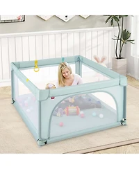 Costway Baby Playpen Infant Large Safety Play Center Yard with 50 Ocean Balls Light