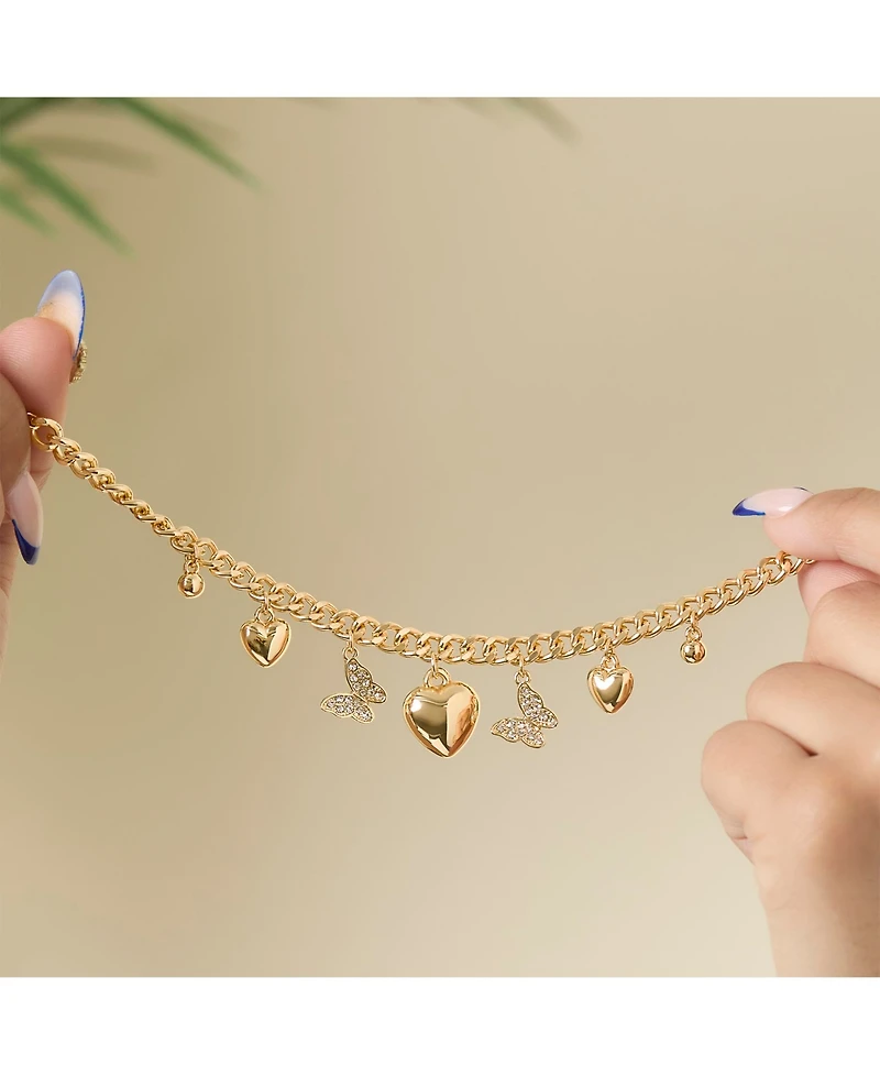 Jessica Simpson Heart & Butterfly Gold-Tone Bracelet