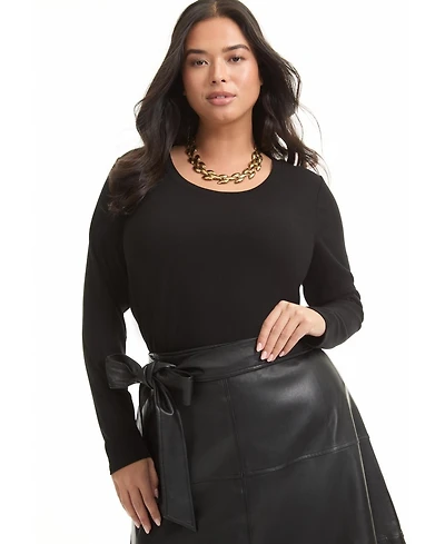 June + Vie Women's Plus Ribbed Scoopneck Top