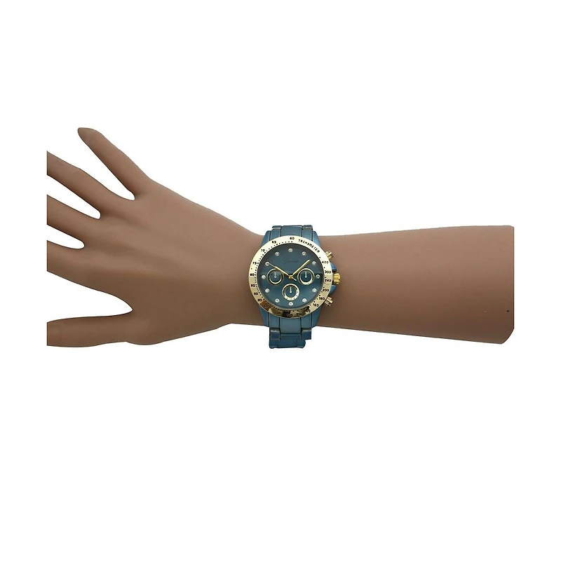 Solid Color Metal Three Dial Women Watch