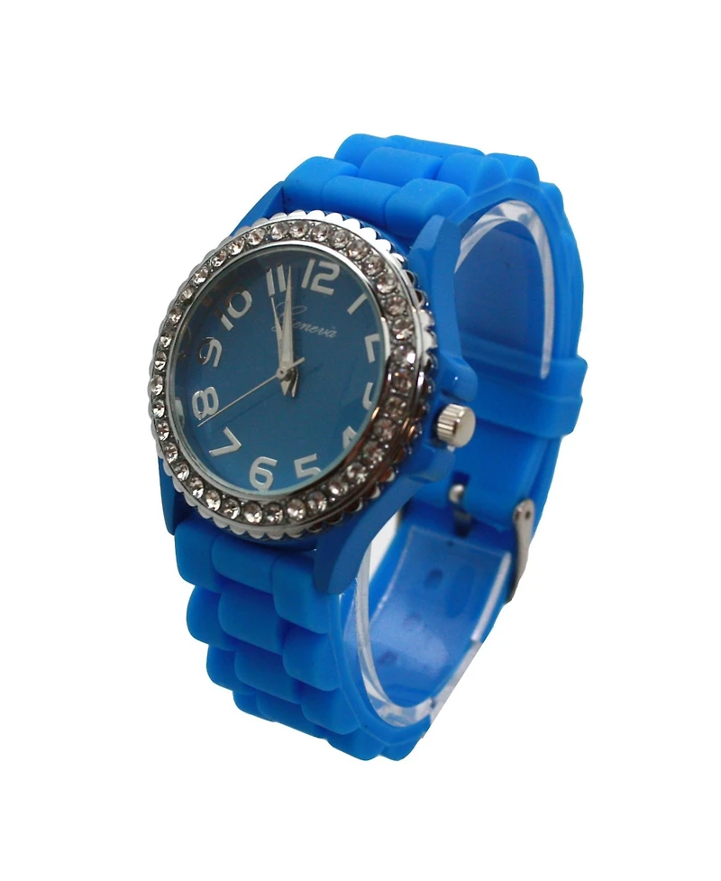 Olivia Pratt Every Day Silicone and Rhinestones Colorful Women Watch