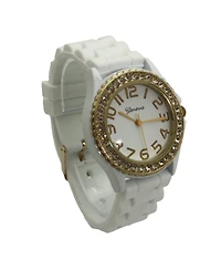 Olivia Pratt White Every Day Silicone and Rhinestones Colorful Women Watch
