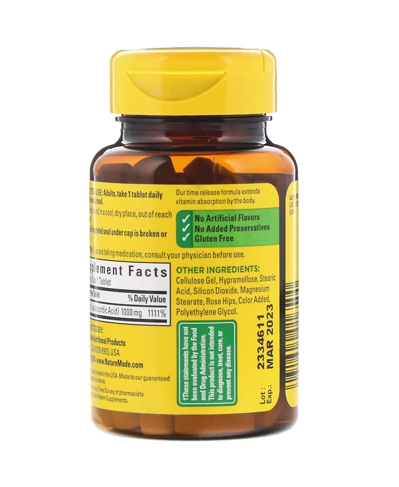 Nature Made Vitamin C with Rose Hips Time Release 1 000 mg