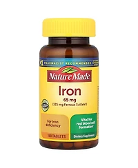 Nature Made Iron 65 mg (325 mg Ferrous Sulfate) Tablets, Dietary Supplement for Red Blood