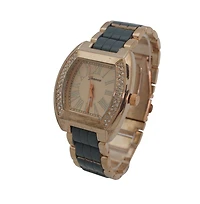 Gray Rhinestone Accent Square Dial Metal Watch