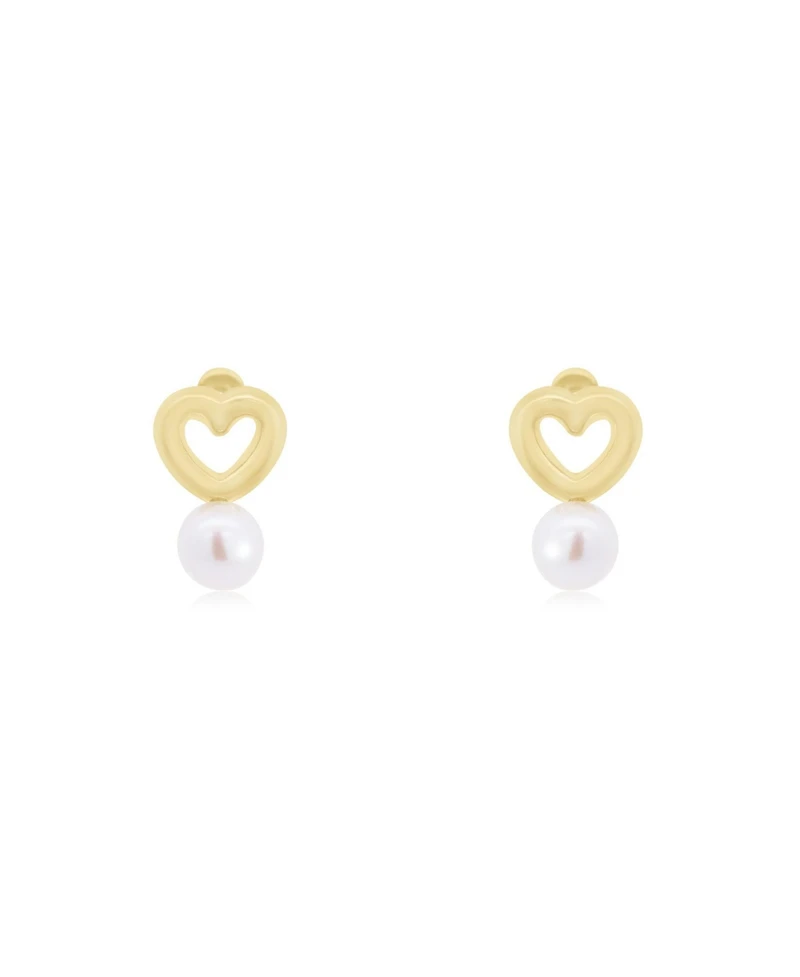 The Lovery Baby Pearl Heart Screw Back Stud Earrings 14K Gold