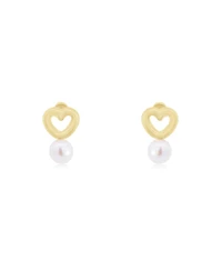 The Lovery Baby Pearl Heart Screw Back Stud Earrings 14K Gold
