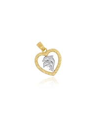 The Lovery Gold Double Dolphin Heart Charm 14K Gold